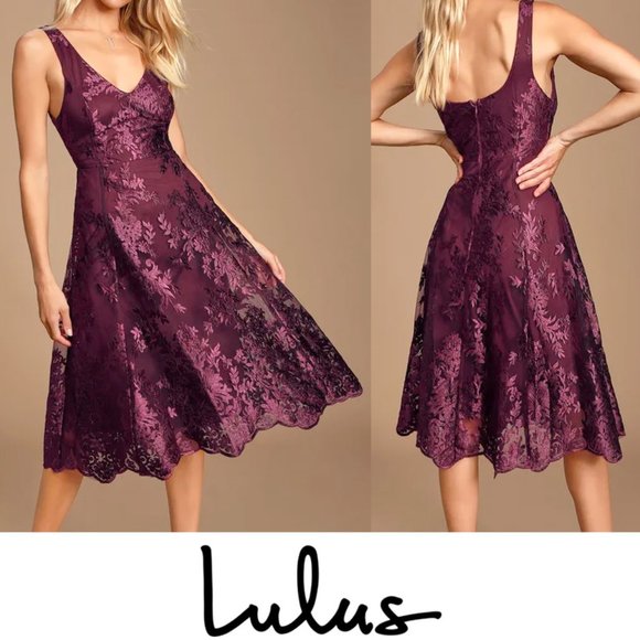 Lulus Dresses & Skirts - Lulus Belynn Plum Embroidered Sleeveless Dress XL